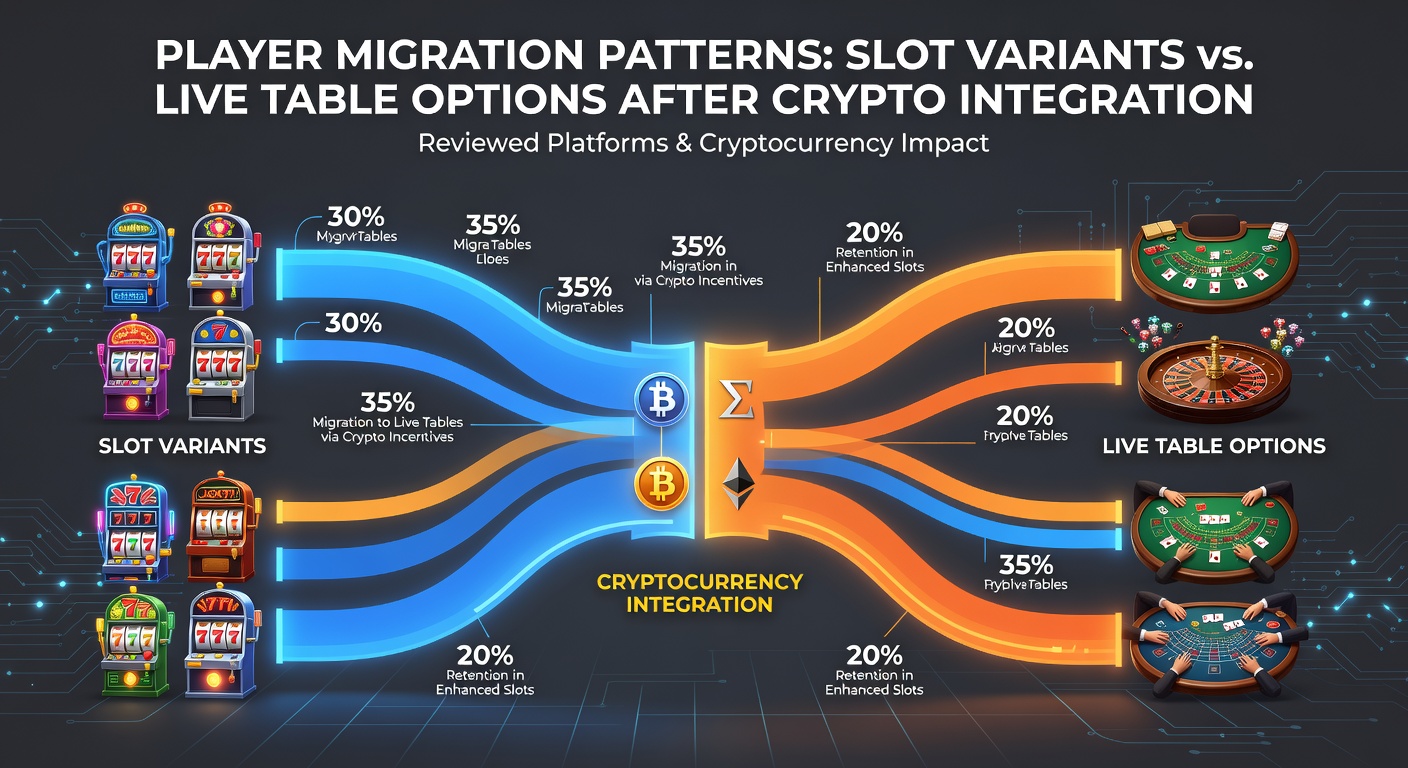 Grafik zeigt Migrationsströme von Slot-Spielern zu Live-Tischen nach Krypto-Integration auf Plattformen