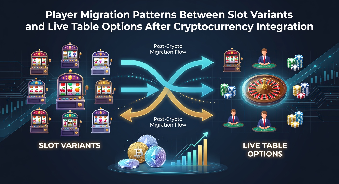 Diagramm illustriert die Verschiebung der Spielerpräferenzen zwischen Slots und Live-Tischen im Zeitverlauf nach Krypto-Integration